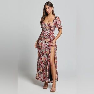 Showpo Floral Maxi Dress - Pink and Black